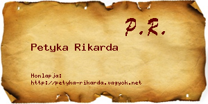 Petyka Rikarda névjegykártya
